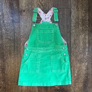 green cord dungaree dress